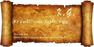 Krivácsy György névjegykártya